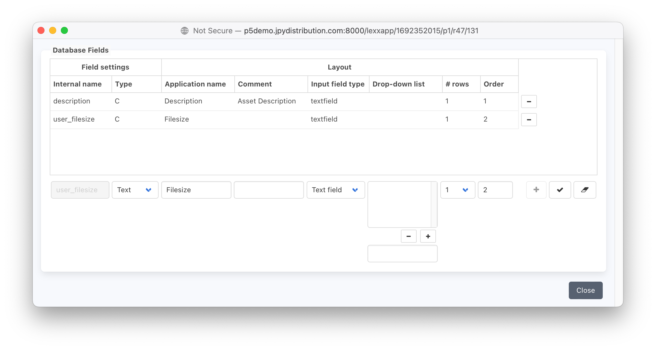 P5 Archive Index Field Editor