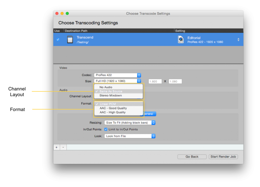 audio transcoding settings 1024x736